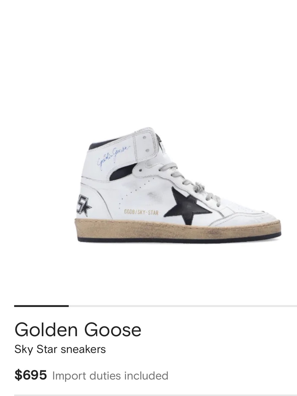 Golden Goose Sky Star High top sneakers, size 9! WORN 3 or 4 TIMES ONLY!